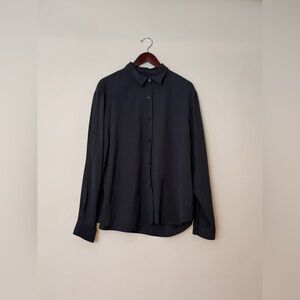 The Frankie Shop Black Button-Down Silk Shirt